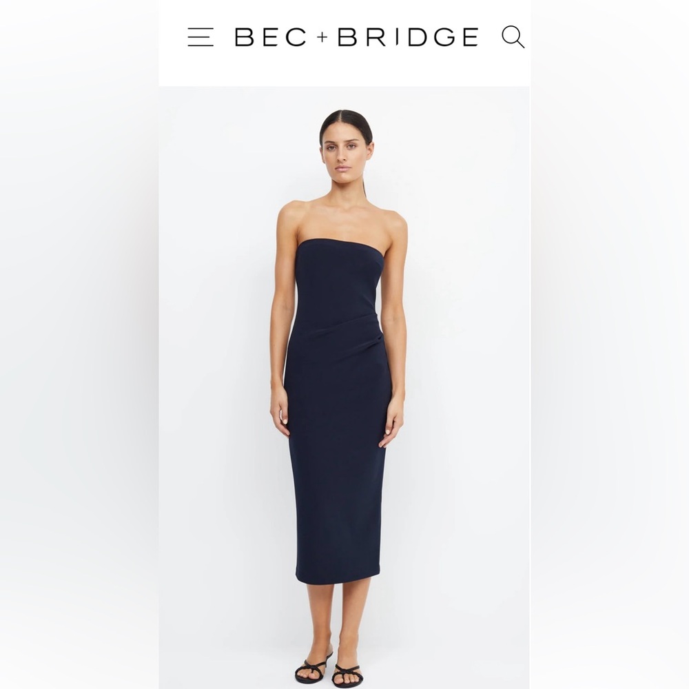 Bec + Bridge Strapless Be Mine midi dress Black EUC